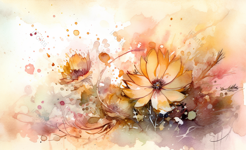 水彩唯美氛围花朵绽放背景图,插画/手绘图,插画/手绘图库,插画/手绘图下载,插画/手绘